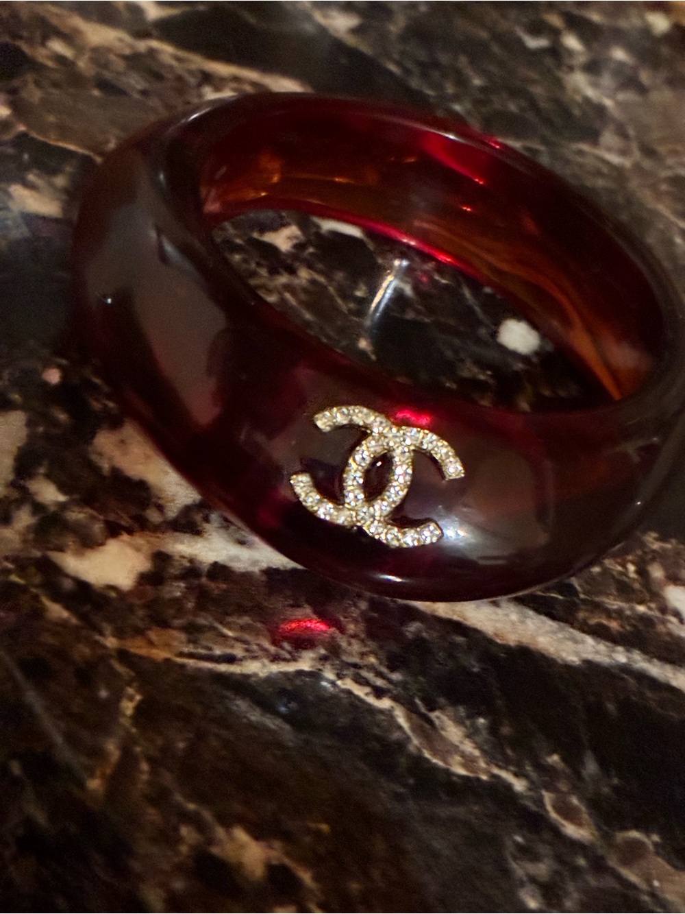 Crystal CC Resin Bangles - Burgundy